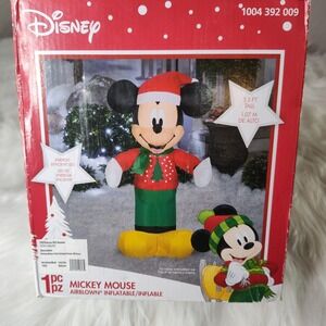 Gemmy Disney 3.5' Mickey Mouse Christmas Lighted LED Airblown Inflatable EUC